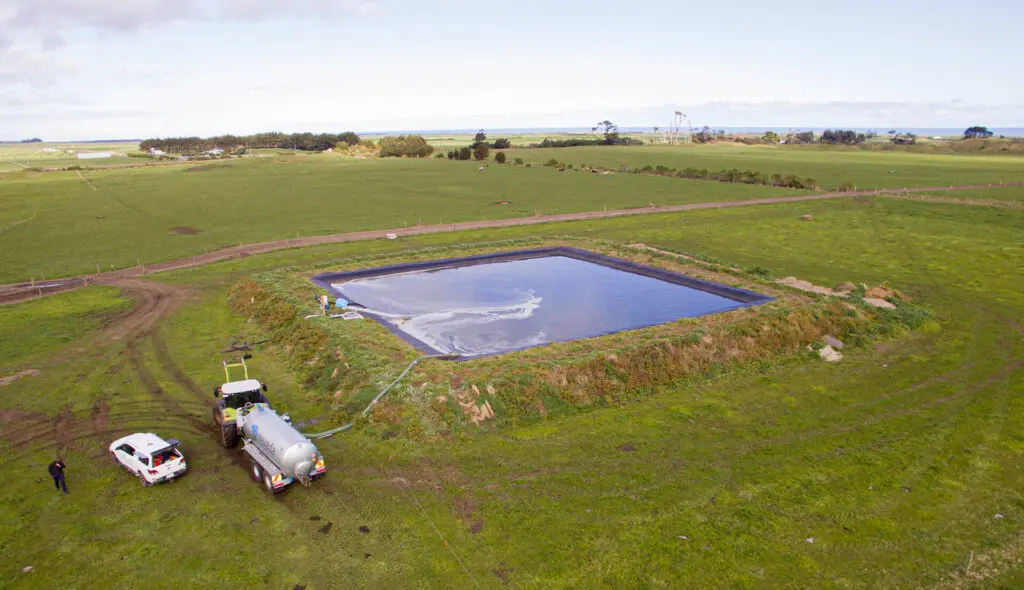 On Farm with Alan Coburn in South Taranaki 2 Nevada 10,000L Slurry Tanker filling up at a pond with a Nevada Electric Stirrer