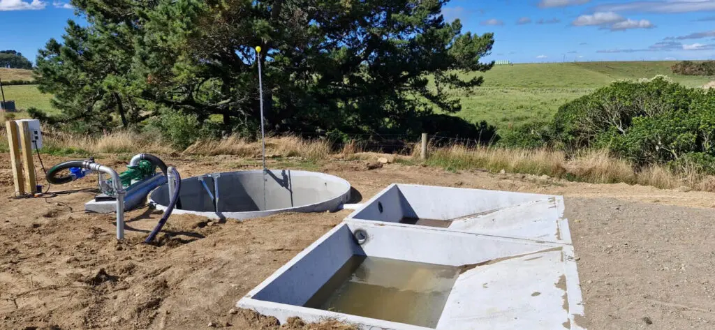 Trevor upgraded to a Nevada Bladder Tank 4 Nevada precast conrete sand trap and sump for a bladder tank effluent system