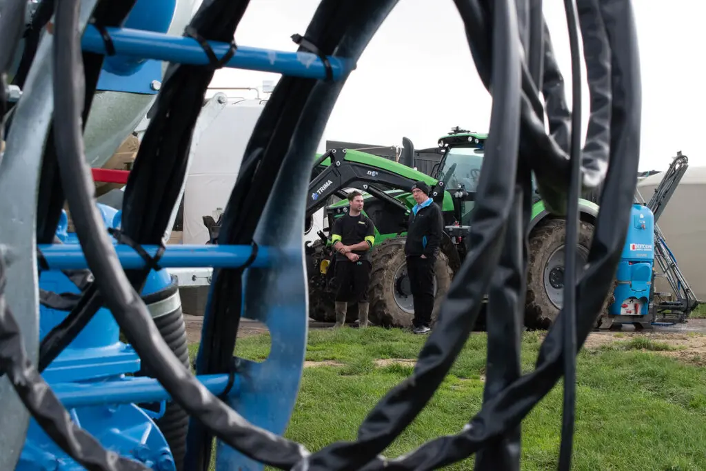 Josh Increased his on Farm Efficiency with a New Nevada Tandem Slurry Tanker 2 Josh and Mike talking everything effluent management