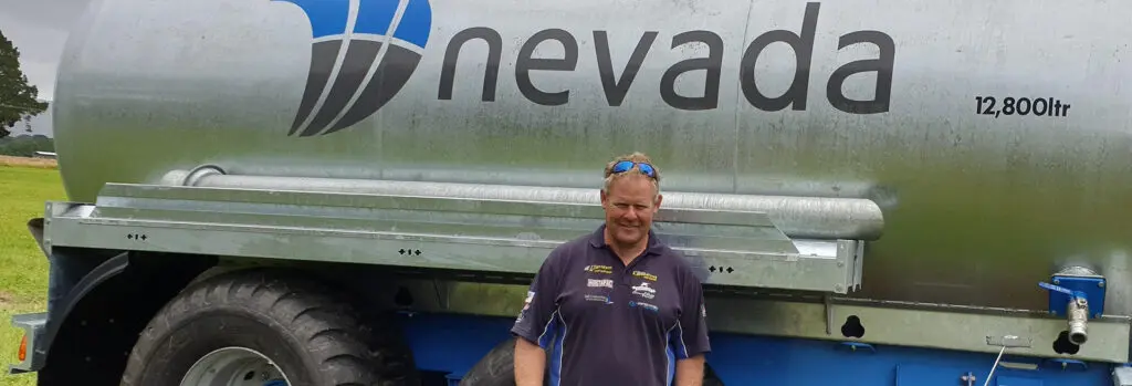 Peter's Research into Slurry Tankers Paid Off 5 Peter standing infront of his Nevada 12,800L Tandem Slurry Tanker