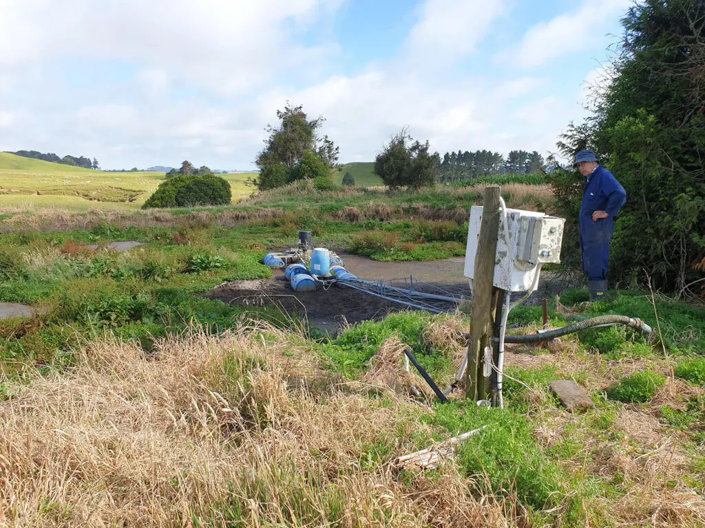 John’s Thorough Investigation Paid Off 1 Johns effluent pond crusted and thick with vegitation before stirring