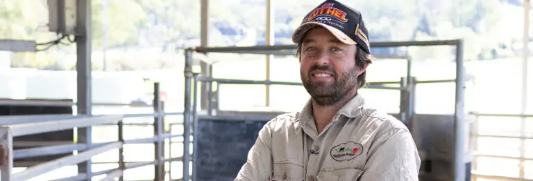 Scott Connell from Dorrigo NSW inside his cow shed