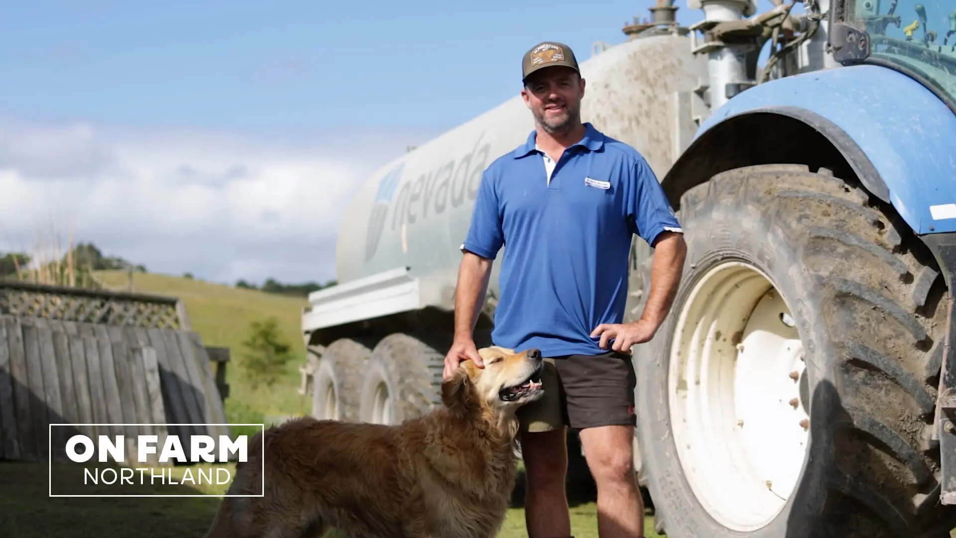 Logan Hewlett with his Golden Retriever and Nevada Slurry Tanker