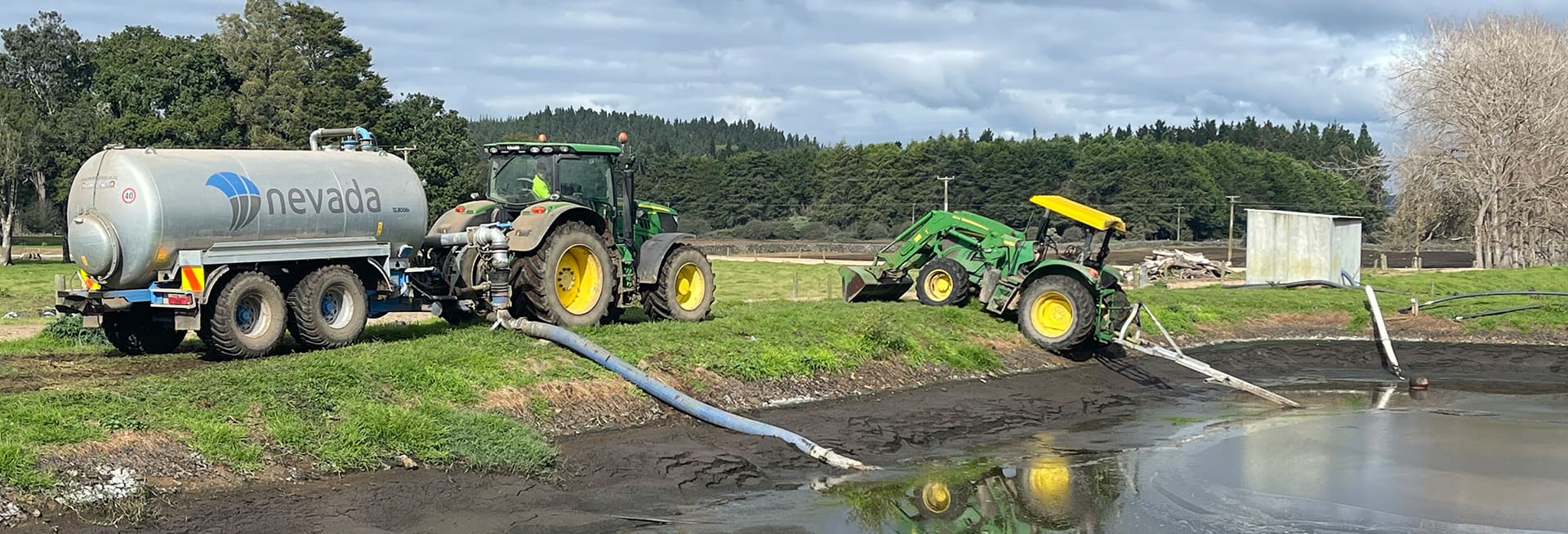 PTO stirrer and slurry tanker at effluent pond