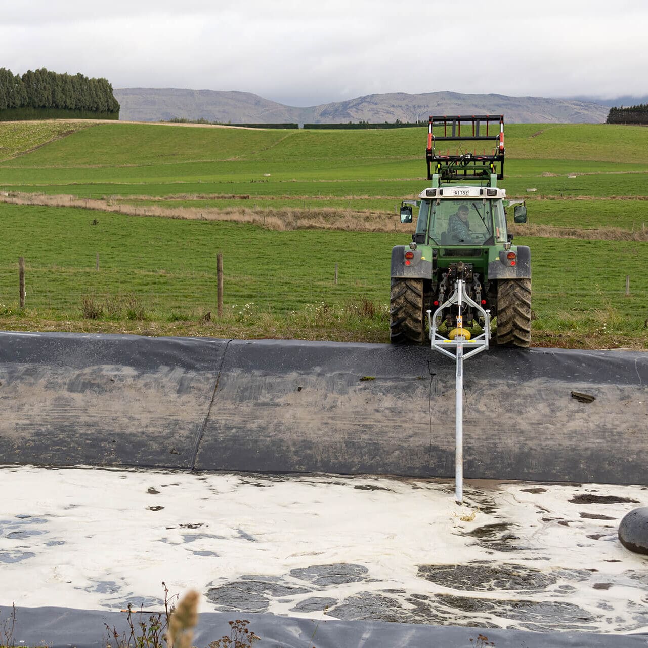 Ben and Mackenzies Nevada PTO stirrer in action swirling an effluent pond